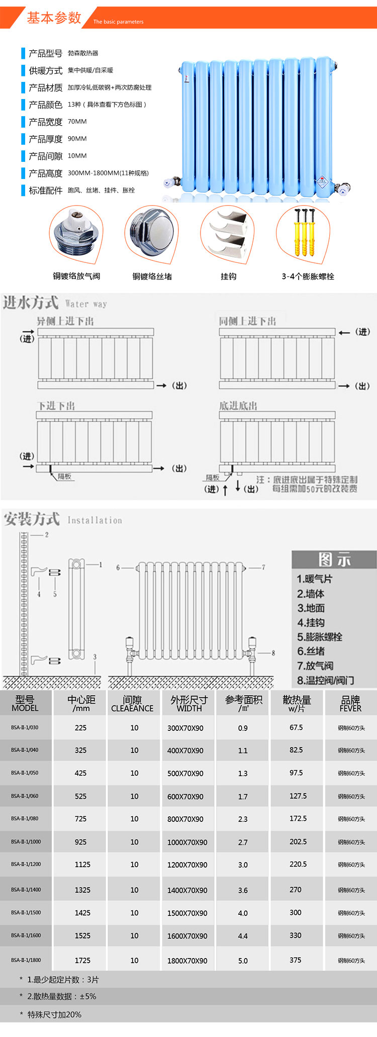 暖氣片參數(shù)